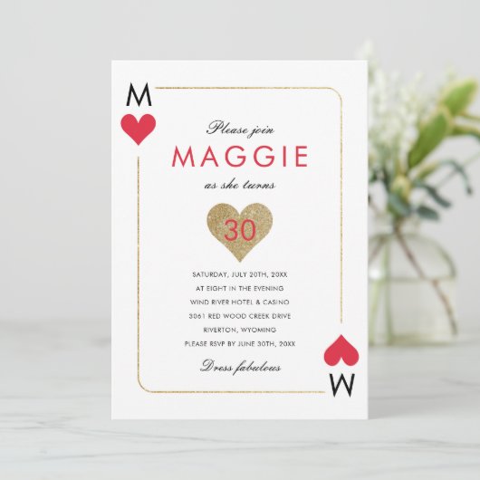 Casino Night Party Einladung (Stehend Vorderseite)