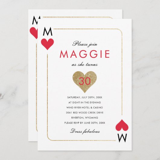 Casino Night Party Einladung (Vorne/Hinten)