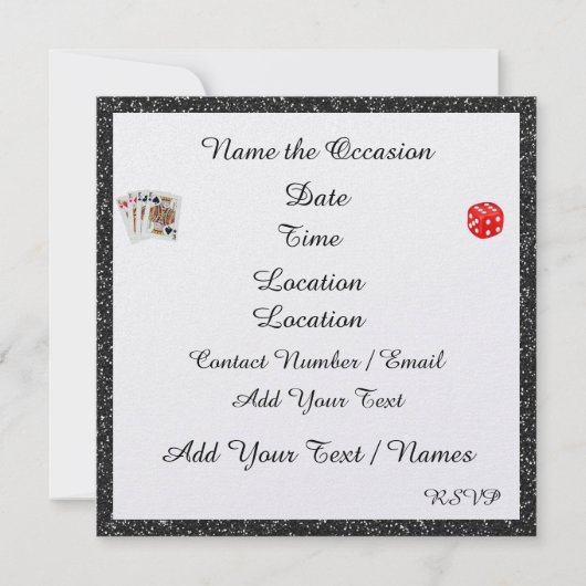 Casino Night Party Einladung (Rückseite)