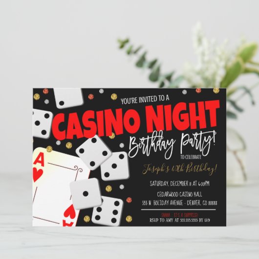 Casino Night Party Einladung (Stehend Vorderseite)