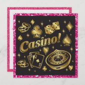Casino Night Party / Fundraiser Einladung (Vorne/Hinten)