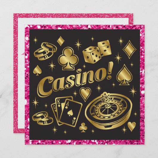 Casino Night Party / Fundraiser Einladung (Vorne/Hinten)
