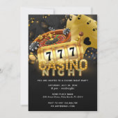 Casino Night Partys Black Gold Einladung (Vorderseite)