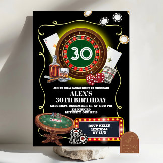 Casino Night Poker Man Adult Birthday Einladung