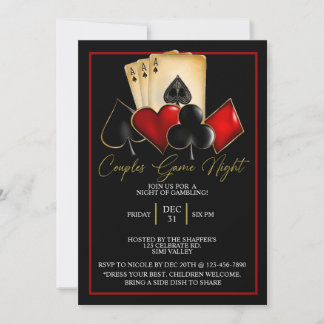 CASINO NIGHT, POKER NIGHT, GAMBLE, KARTENDICE EINLADUNG