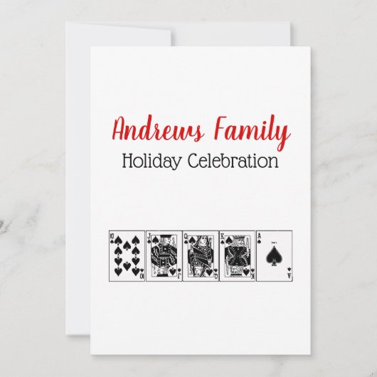 Casino Night Poker Royal Straight Flush Einladung (Vorderseite)