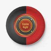 Casino Night Red and Black Poker Chip Pappteller (Vorderseite)