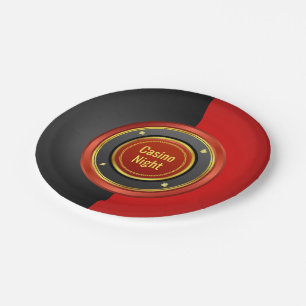 Casino Night Red and Black Poker Chip Pappteller