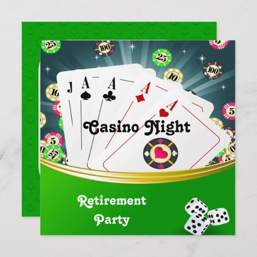 Casino Night Retirement Party Einladungen (Vorne/Hinten)