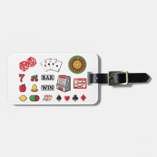 Casino Night Slot Machine Poker Lucky 7s Gepäckanhänger (Vorderseite horizontal)