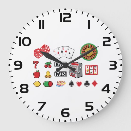 Casino Night Slot Machine Poker Lucky 7s Große Wanduhr (Vorderseite)