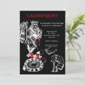 Casino Night Themenabend Geburtstagsparty Einladun Einladung (Stehend Vorderseite)