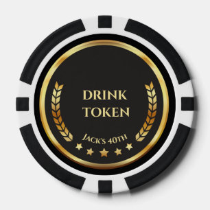 Casino Night Trinkgeld Token Schwarz und Gold Poke Pokerchips
