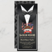 Casino Night Tuxedo Bachelor Einladung (Vorne/Hinten)