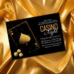 Casino Night Vegas Black and Gold Einladung<br><div class="desc">Casino Night Vegas Poker Gambling Black and Gold Metallic Glitzer Spielkarten Einladung Geburtstag Einladung</div>