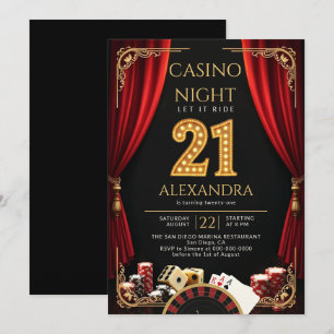 Casino Night Vegas Poker Roulette 21. Geburtstag Einladung