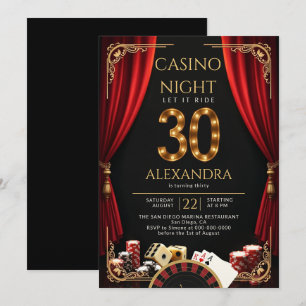 Casino Night Vegas Poker Roulette 30. Geburtstag Einladung
