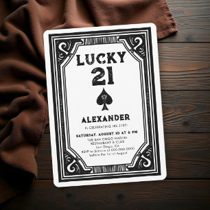 Casino Night Vintage Ace Spades Männer 21. Geburts Einladung