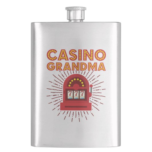 Casino Oma Spielautomat Großmutter Flachmann (Vorderseite)