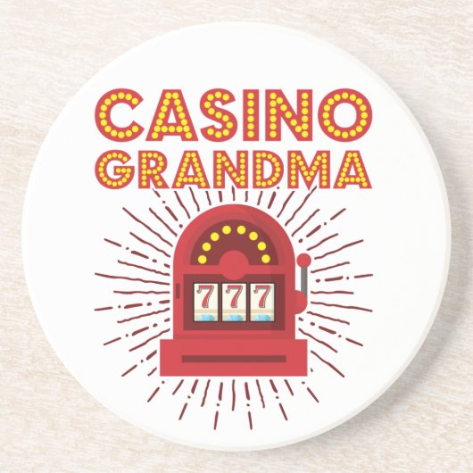 Casino Oma Spielautomat Großmutter Getränkeuntersetzer (Vorne)