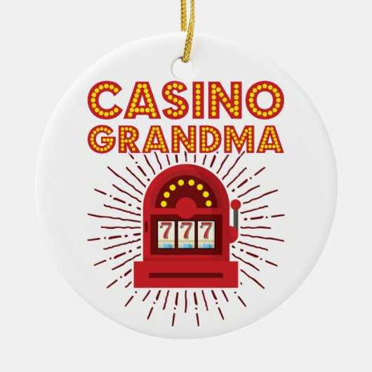 Casino Oma Spielautomat Großmutter Keramik Ornament (Vorne)
