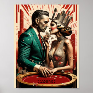 Casino Paar Art Deco Poster