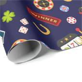 Casino Party | Blau Geschenkpapier (Rolleneckpunkt)