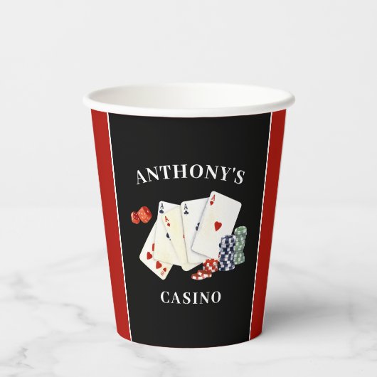 Casino Party Personalisiert Pappbecher (Rückseite)
