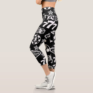 Casino Pattern Capri Leggings