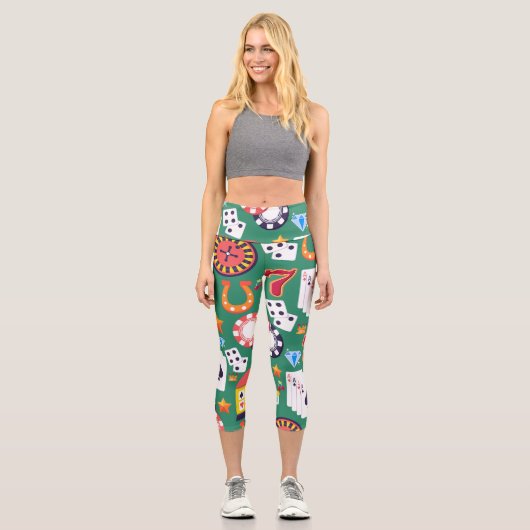 Casino Pattern Capri Leggings (Vorderseite)