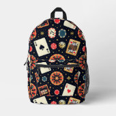 Casino pattern theme on black bedruckter rucksack (Vorderseite)