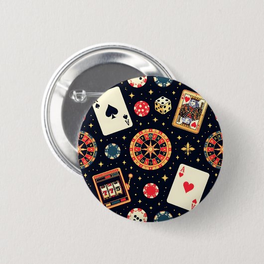 Casino pattern theme on black button (Vorne & Hinten)