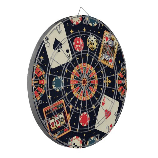 Casino pattern theme on black dartscheibe (Vorderseite Links)
