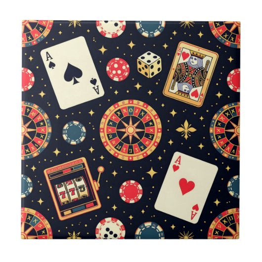 Casino pattern theme on black fliese (Vorderseite)