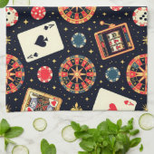 Casino pattern theme on black geschirrtuch (Gefaltet)