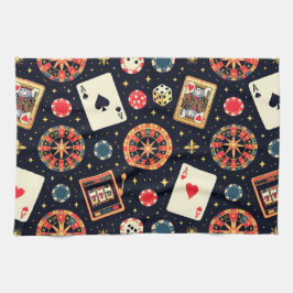 Casino pattern theme on black geschirrtuch