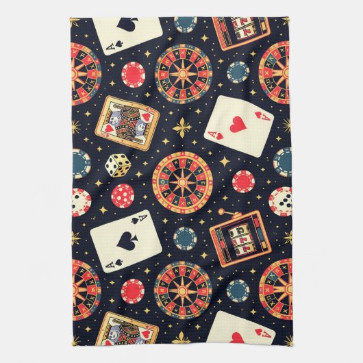 Casino pattern theme on black geschirrtuch (Vertikal)
