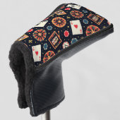 Casino pattern theme on black golf headcover (3/4 Vorderseite)