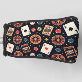 Casino pattern theme on black golf headcover