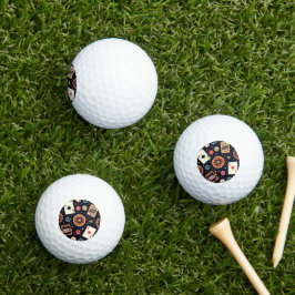 Casino pattern theme on black golfball