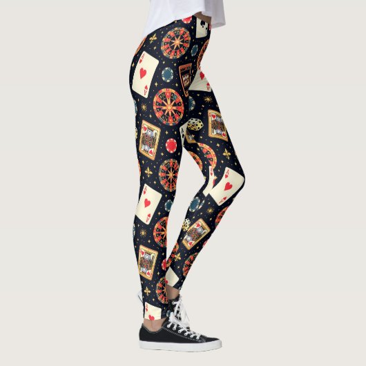 Casino pattern theme on black leggings (Rechts)