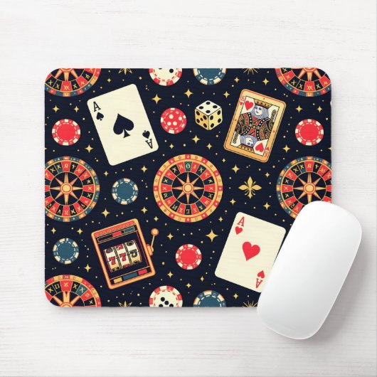 Casino pattern theme on black mousepad (Mit Mouse)