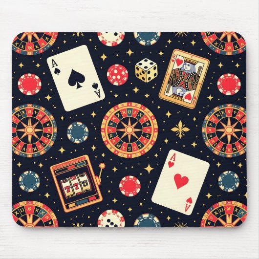 Casino pattern theme on black mousepad (Vorne)