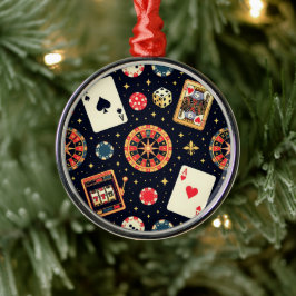 Casino pattern theme on black ornament aus metall