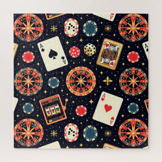 Casino pattern theme on black puzzle (Vertikal)