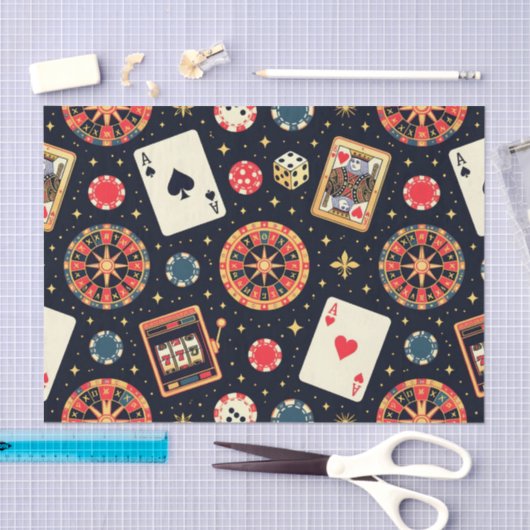 Casino pattern theme on black seidenpapier (Handwerk)