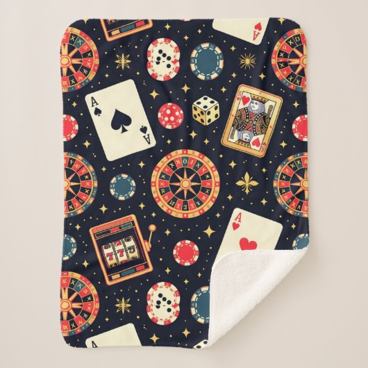 Casino pattern theme on black sherpadecke (Vorderseite)