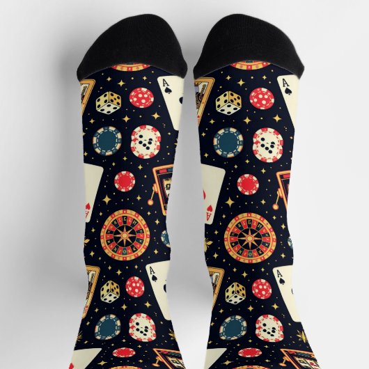 Casino pattern theme on black socken (Oben)