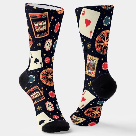 Casino pattern theme on black socken (Gewinkelt)