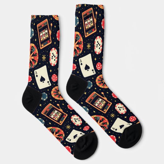 Casino pattern theme on black socken (Rechts)